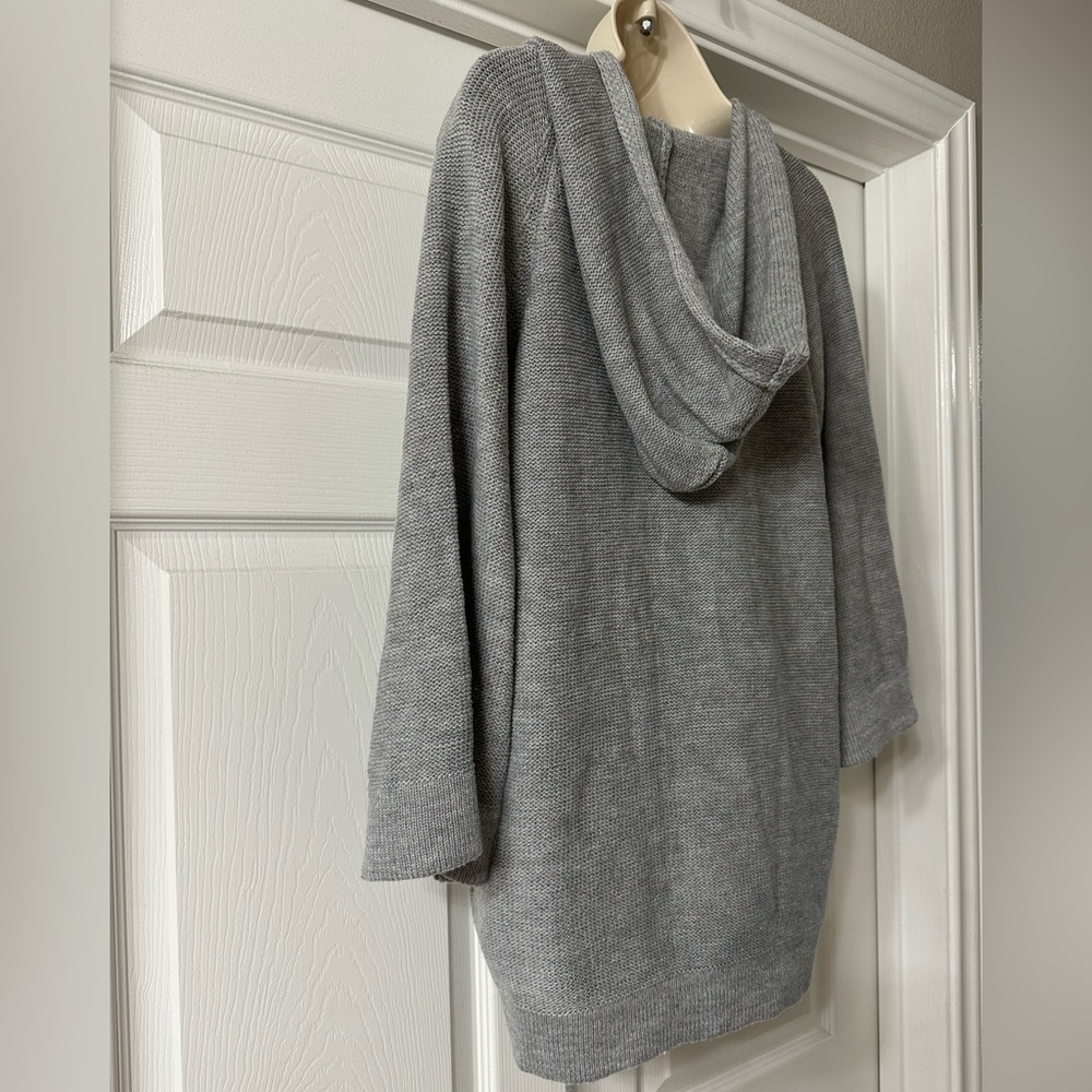 Elan Womens Lace Up Hoodie Sweater Size Medium Gray 3/4 Sleeves Oversized BOHO - Picture 11 of 11
